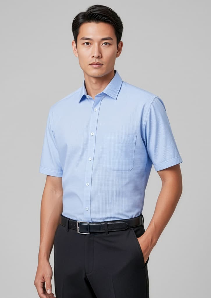 Euro Mens Short Sleeve Shirt — Blue