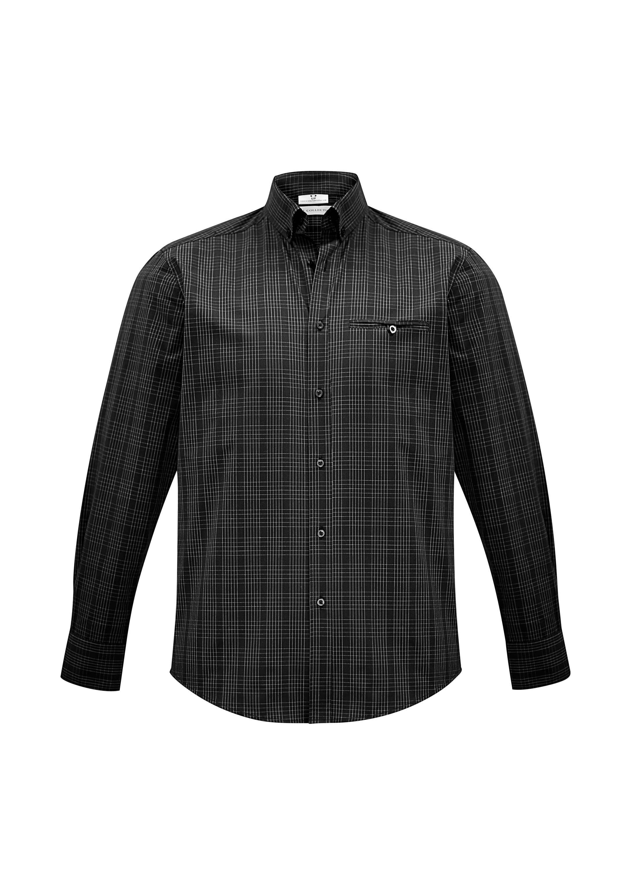 Harper Mens Long Sleeve Shirt — Black/Silver
