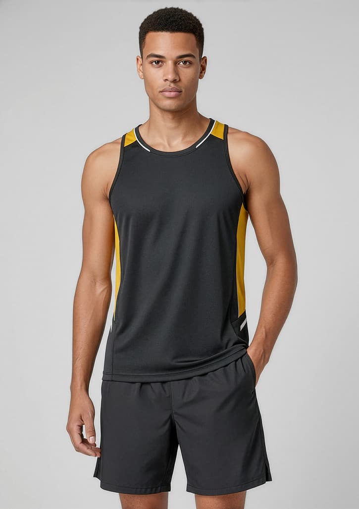 Renegade Mens Singlet — Black/Gold/Silver