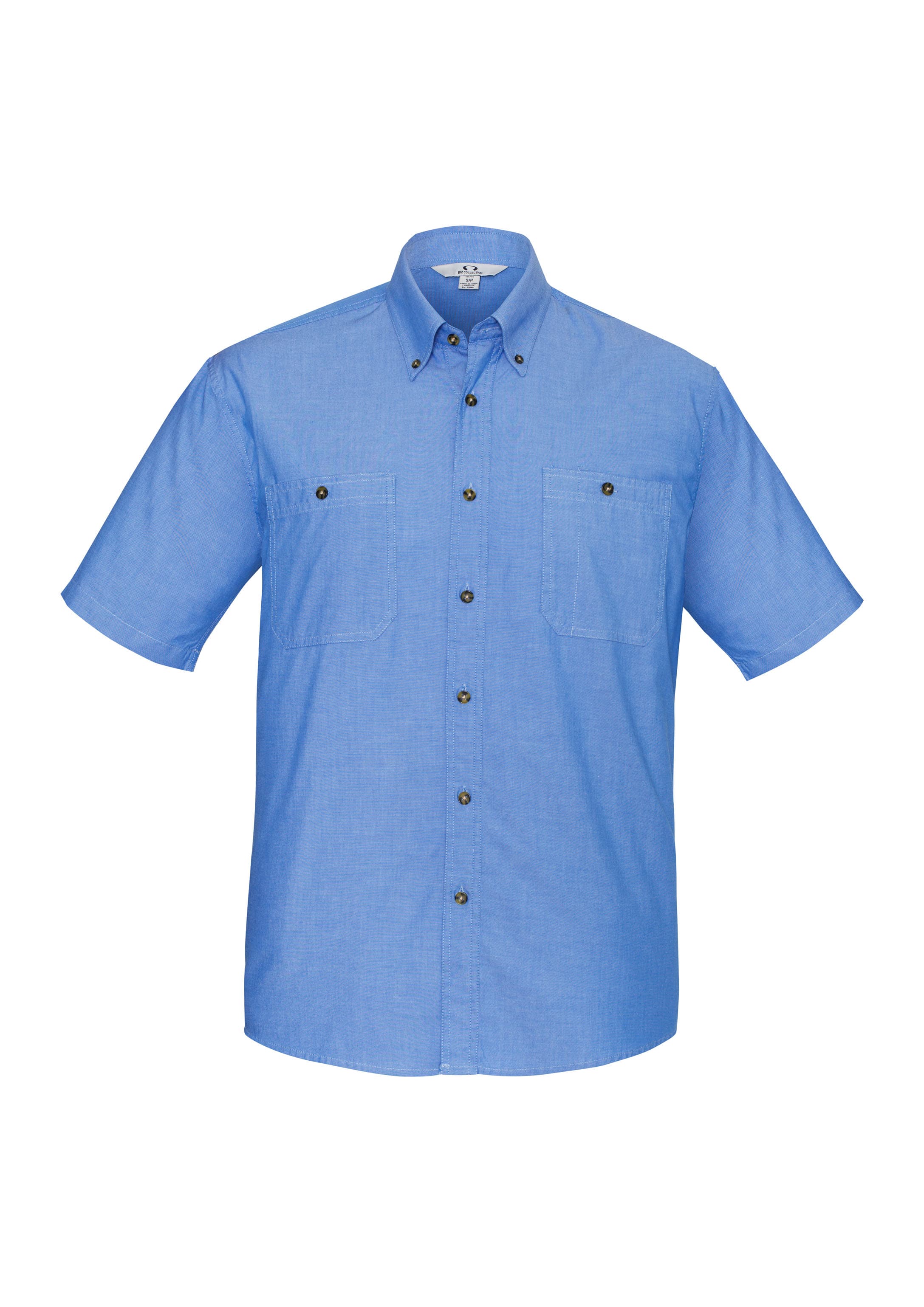 Chambray Mens Short Sleeve Shirt — Chambray Blue
