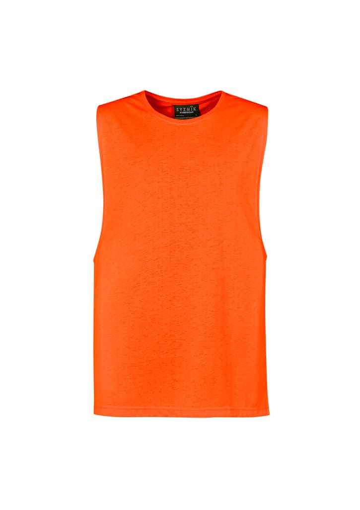Mens Hi Vis Sleeveless Tee — Orange