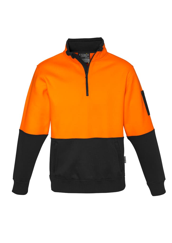 Unisex Hi Vis 1/2 Zip Pullover — Orange/Black
