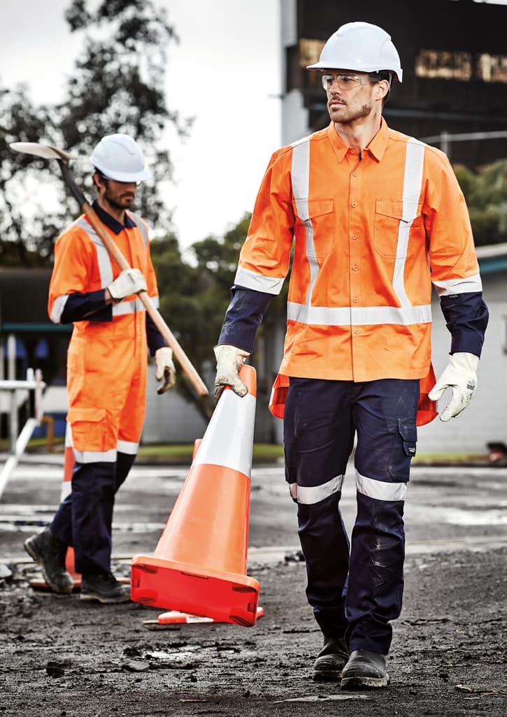 Mens TTMC-W23 Rugged Cooling Work Shirt — Orange/Navy