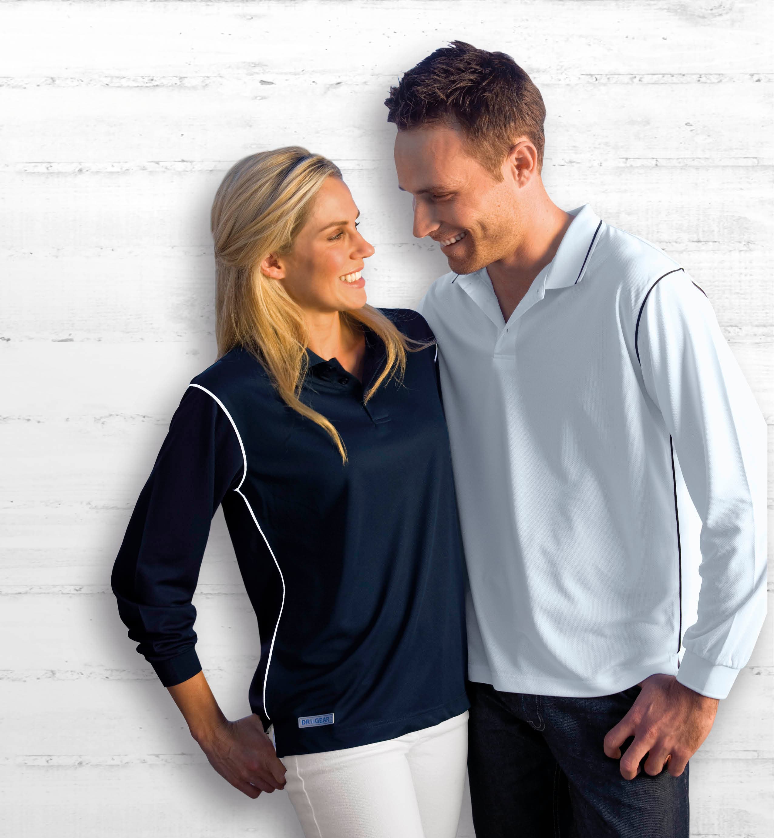 Dri Gear Long Sleeve Hype Polo — Black/White