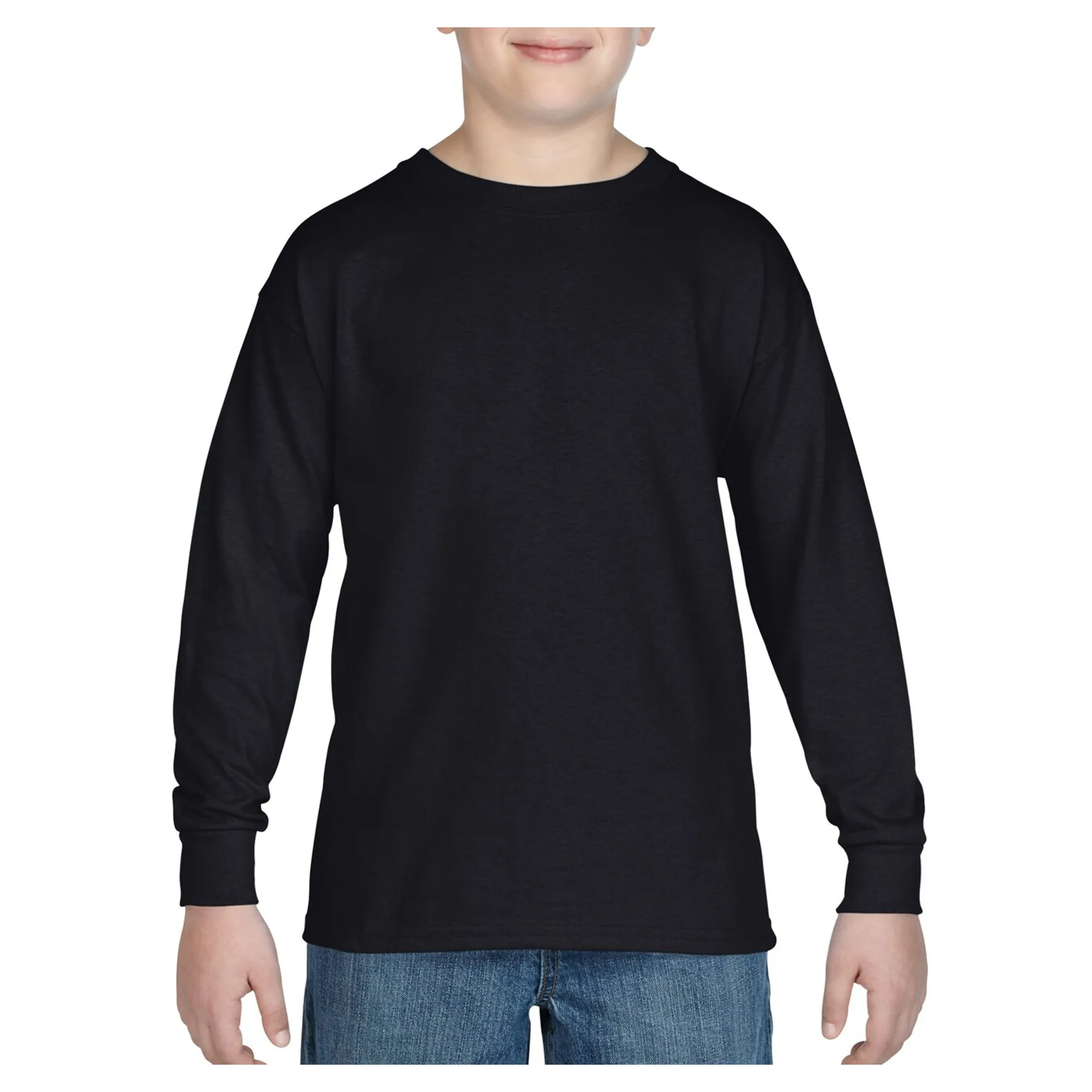 5400B Gildan Heavy Cotton Youth Long Sleeve T-shirt — Black