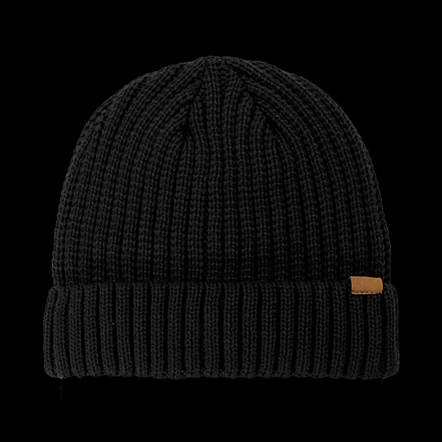 B2200 Headwear24 Rib Knitted Cuffed Beanie — Black