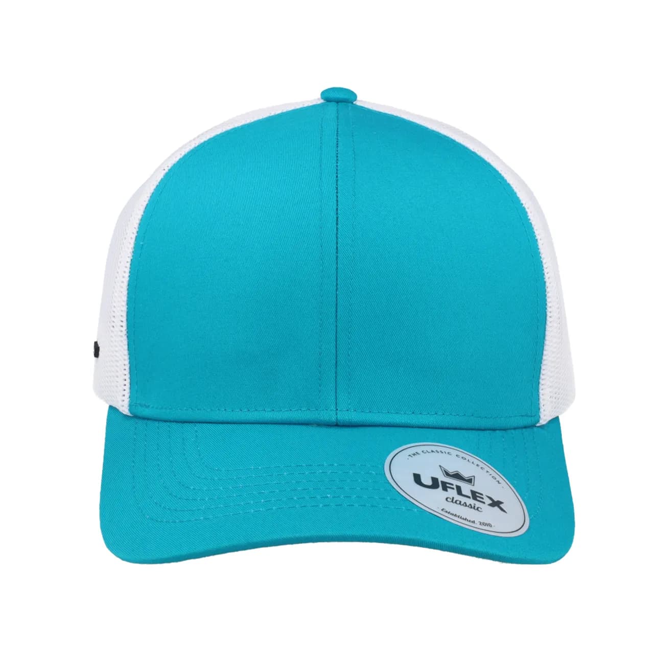 UC25600 UFlex Classic Ultra-lite 6 Panel Trucker Cap — Aqua / White Mesh