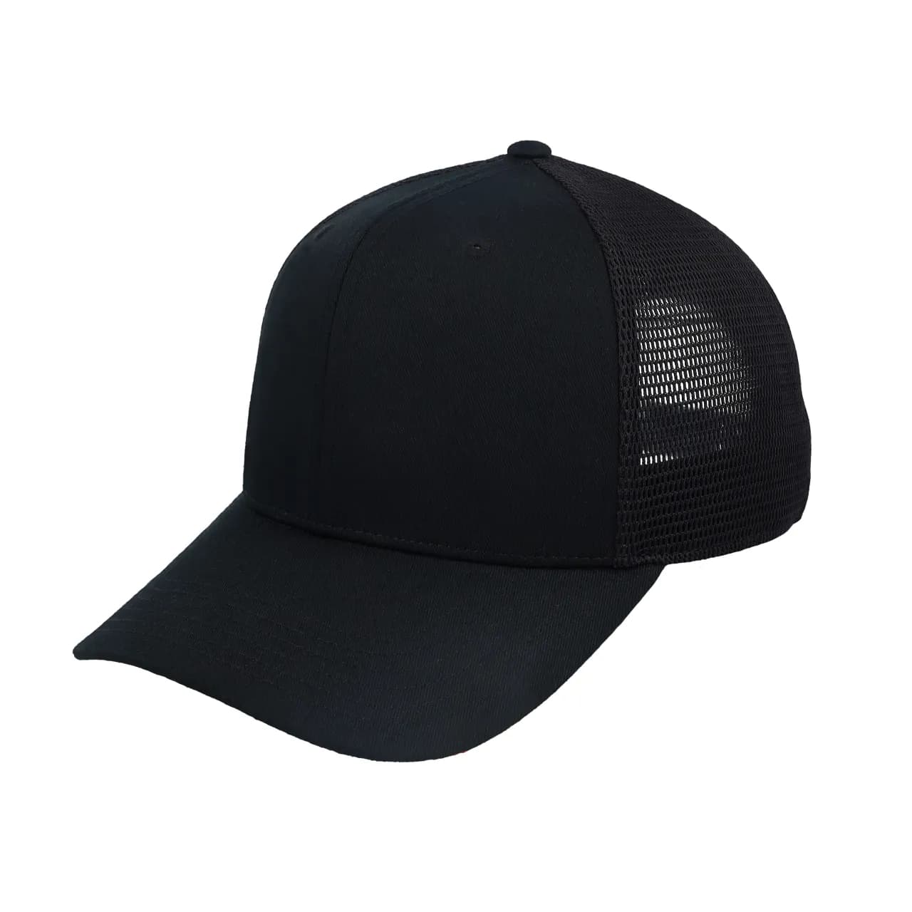 U23604HP UFlex High Profile 6 Panel Trucker — Black / Black