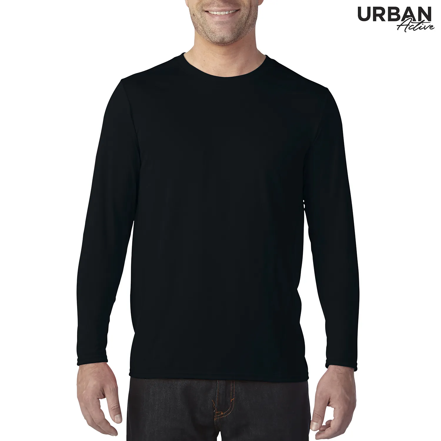 UAPTL160 Urban Active Performance Long Sleeve Adult Tee — Black