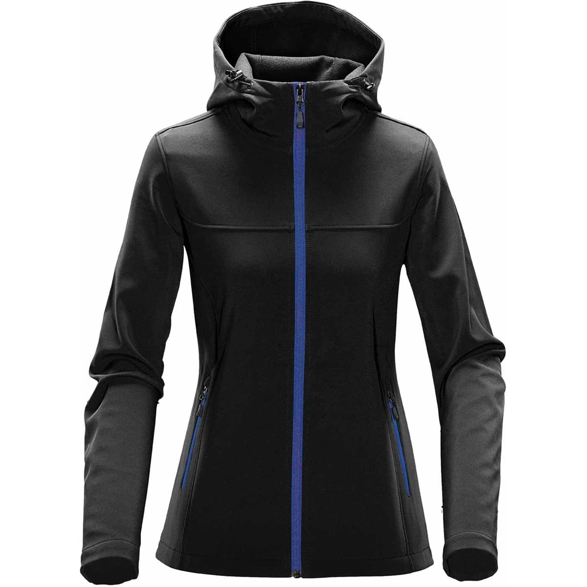 WOMEN'S ORBITER SOFTSHELL HOODY — Black,Angel Blue